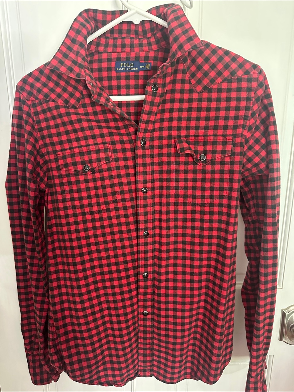 Polo by Ralph Lauren Red & Black Buffalo Check Button-Up Shirt Medium